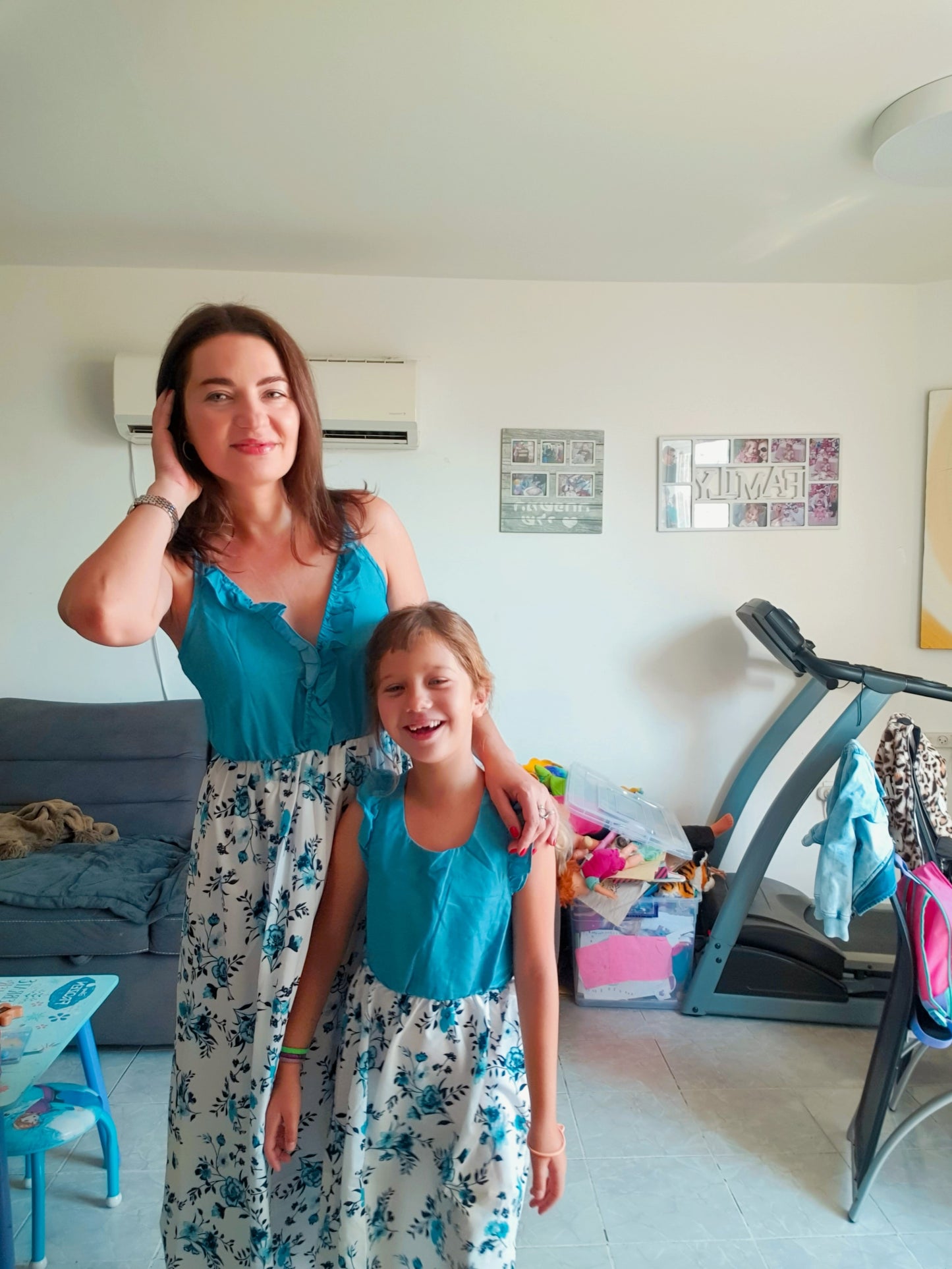 Mommy and me summer blue dress