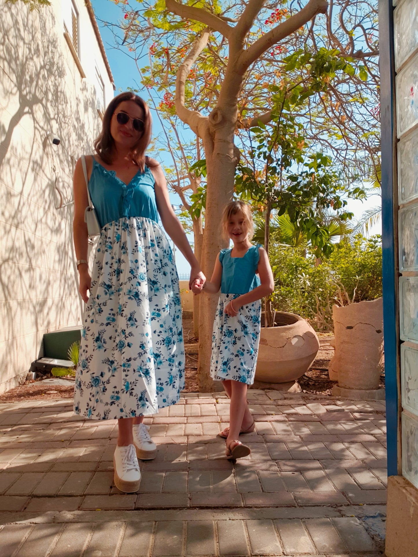 Mommy and me summer blue dress